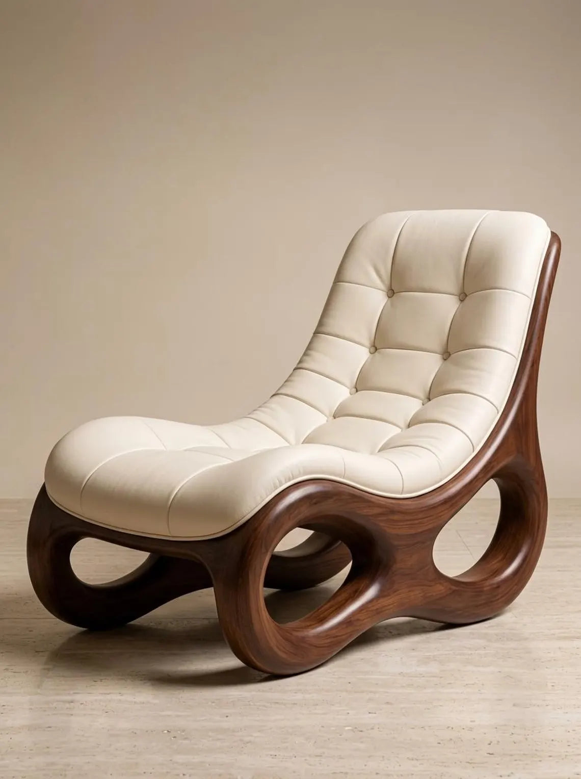 Sculptural Walnut Lounge Chair