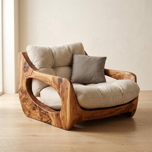 Sculptural Wooden Lounge Chair