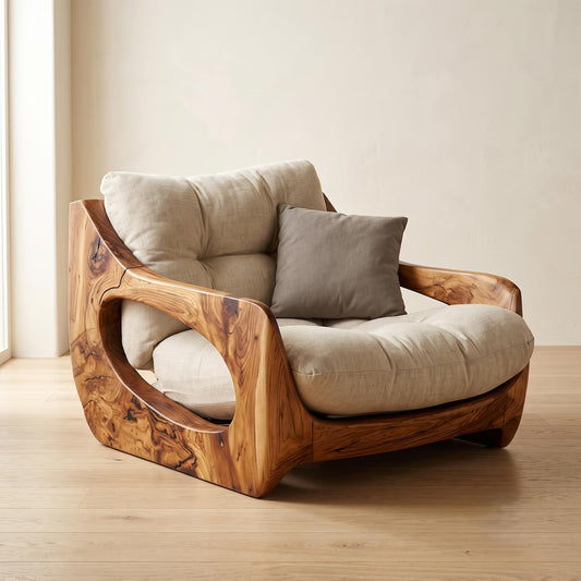 Sculptural Wooden Lounge Chair