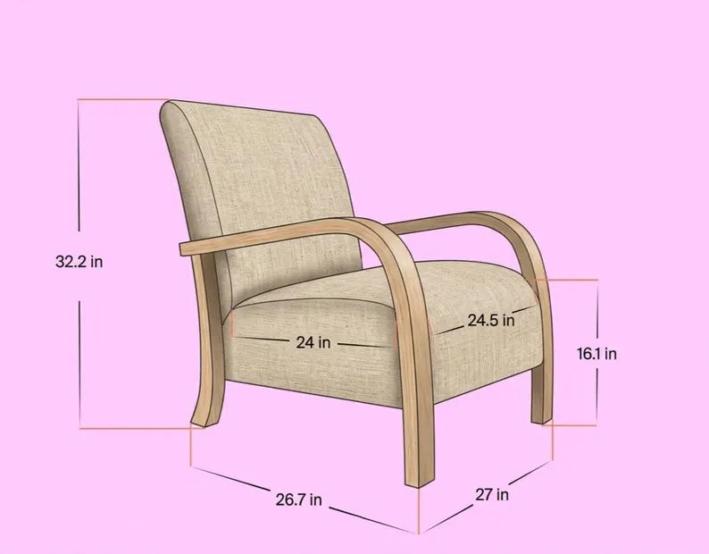 Handcrafted Bouclé Wood Armchair