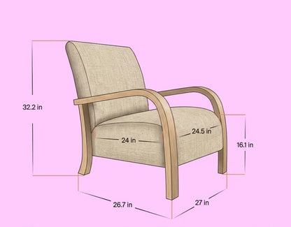 Handcrafted Bouclé Wood Armchair