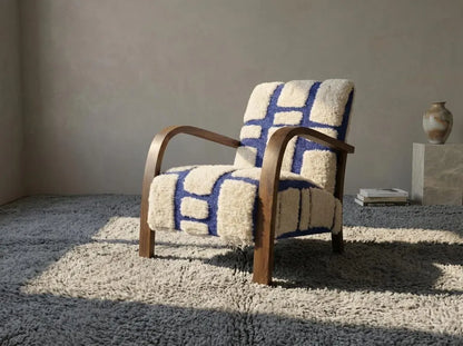 Handcrafted Bouclé Wood Armchair