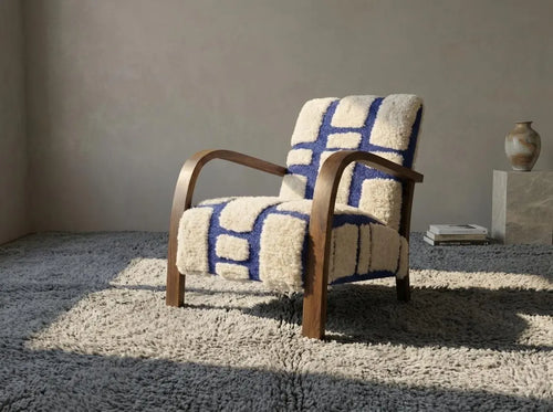 Handcrafted Bouclé Wood Armchair