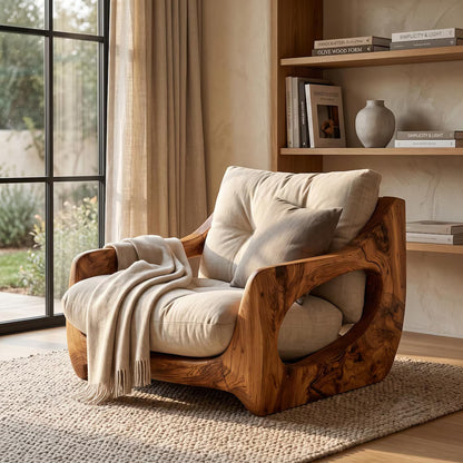Sculptural Wooden Lounge Chair