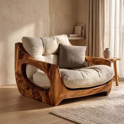 Sculptural Wooden Lounge Chair