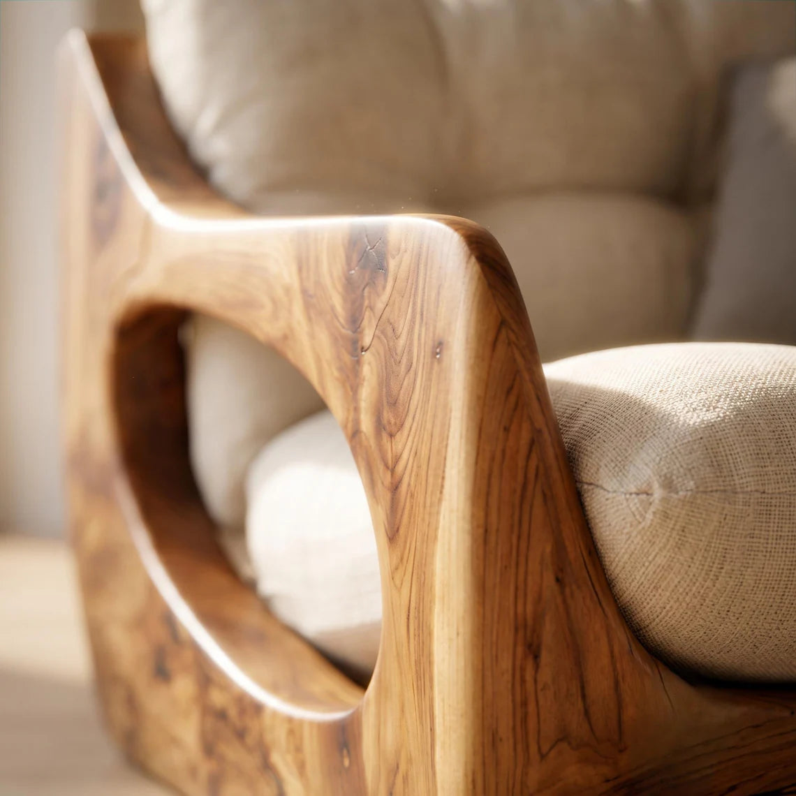 Sculptural Wooden Lounge Chair