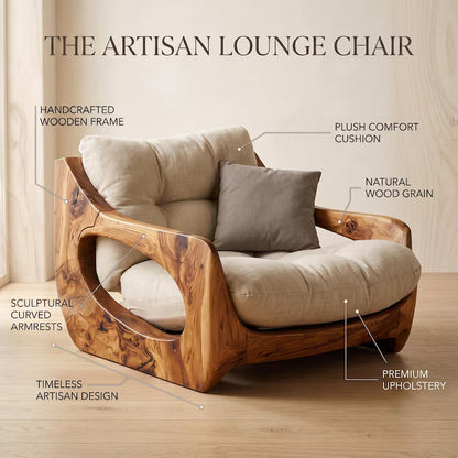 Sculptural Wooden Lounge Chair