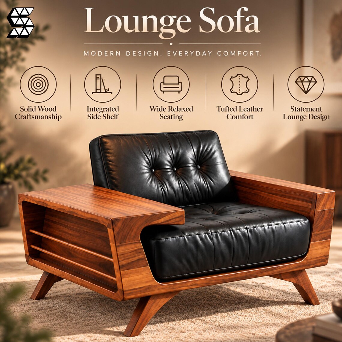 Teak Wood Lounge Sofa