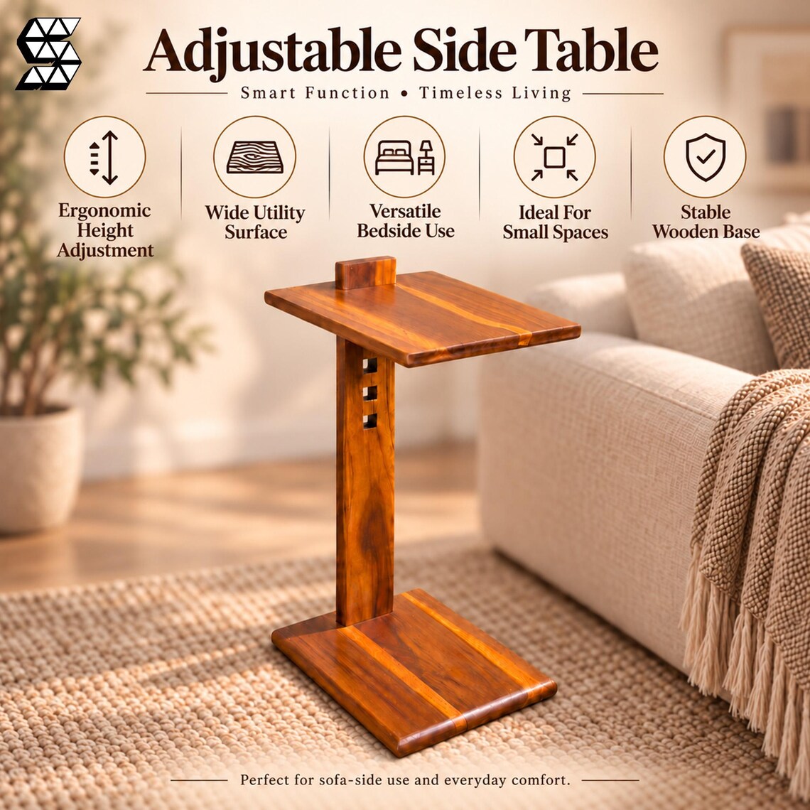 Solid Teak C-Table