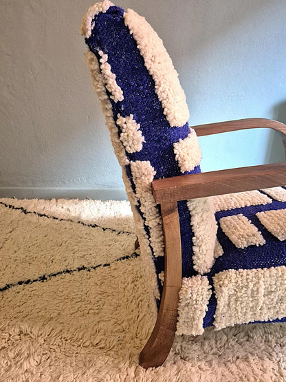 Handcrafted Bouclé Wood Armchair