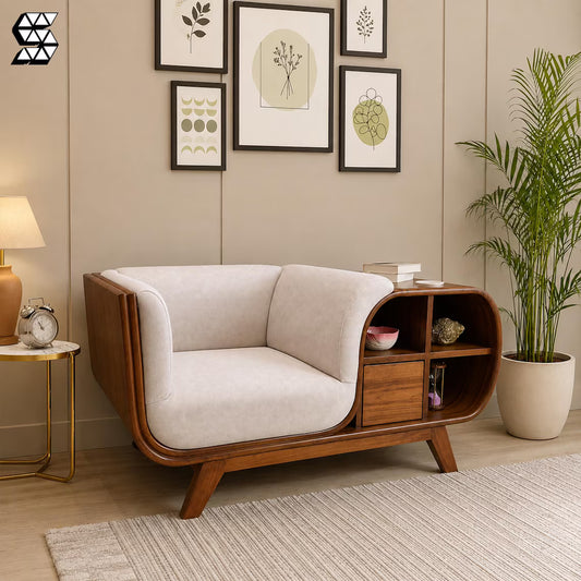 Mid-Century Wood Sofa Bench