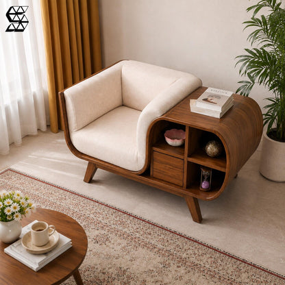 Mid-Century Wood Sofa Bench