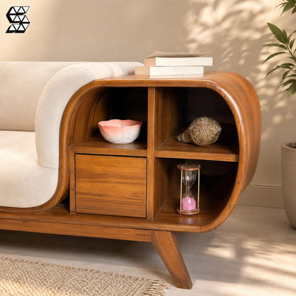 Mid-Century Wood Sofa Bench