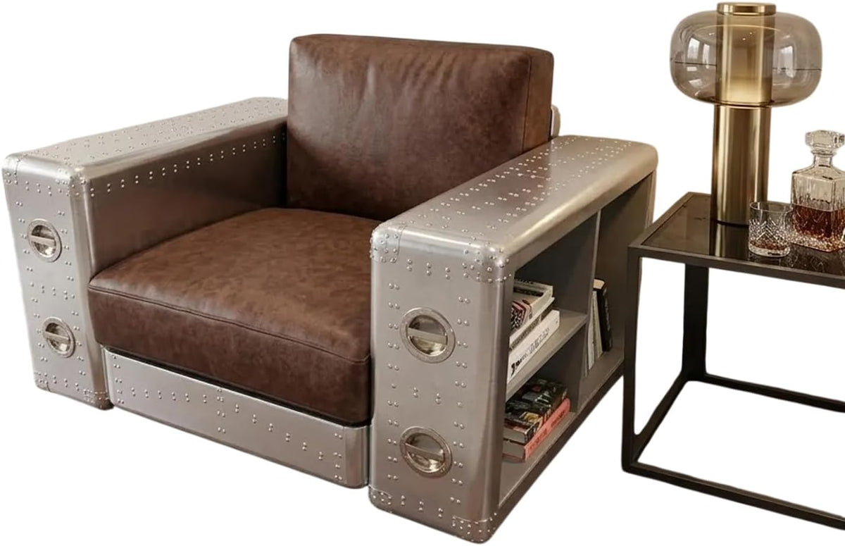 Industrial Aluminum Aviator Armchair