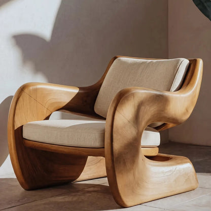 Sculptural Wooden Accent Chair