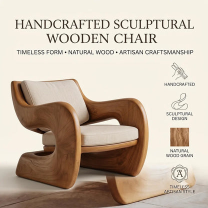 Sculptural Wooden Accent Chair