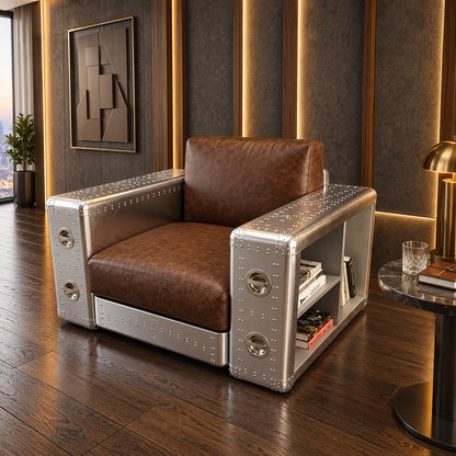Industrial Aluminum Aviator Armchair