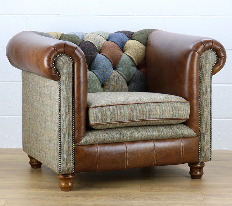 Harris Tweed Chesterfield Armchair