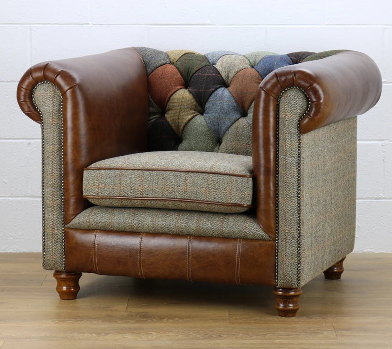 Harris Tweed Chesterfield Armchair