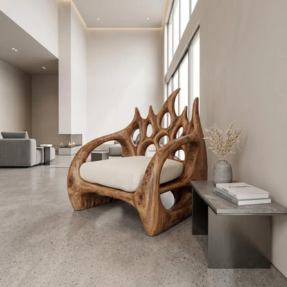 Sculptural Wood Accent Chair