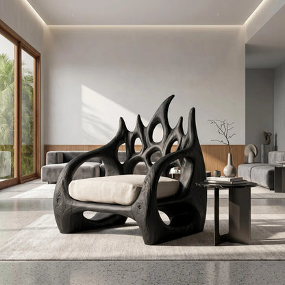 Sculptural Wood Accent Chair