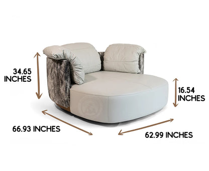 Cowhide Leather Swivel Loveseat