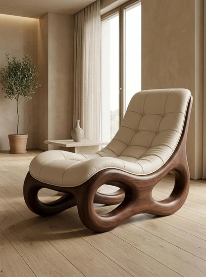 Sculptural Walnut Lounge Chair