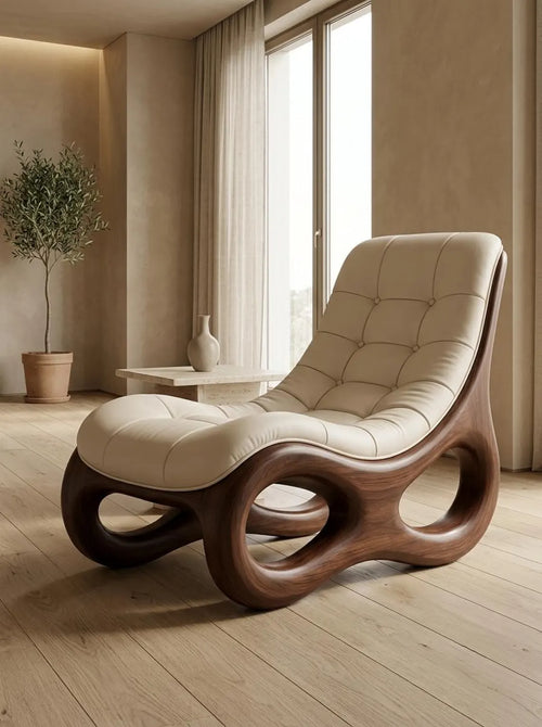 Sculptural Walnut Lounge Chair