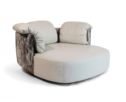 Cowhide Leather Swivel Loveseat
