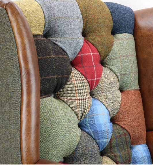 Harris Tweed Patchwork Wingback Armchair