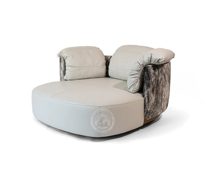 Cowhide Leather Swivel Loveseat