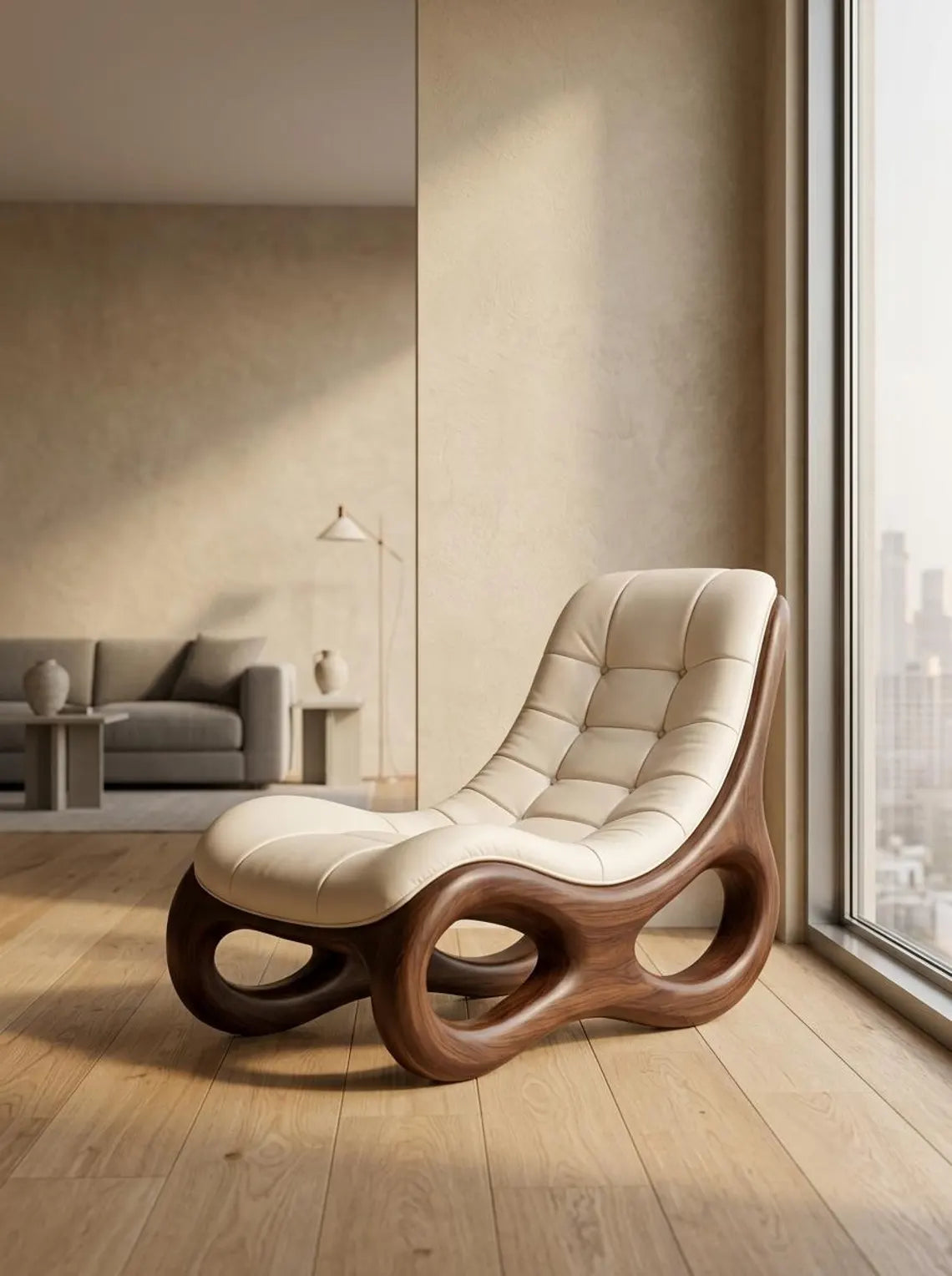 Sculptural Walnut Lounge Chair