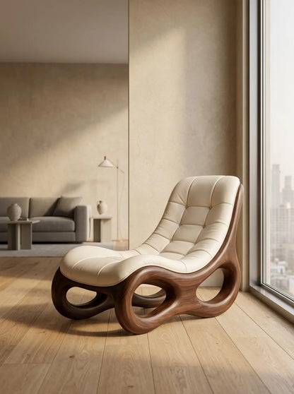 Sculptural Walnut Lounge Chair