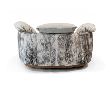 Cowhide Leather Swivel Loveseat