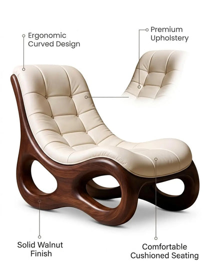 Sculptural Walnut Lounge Chair