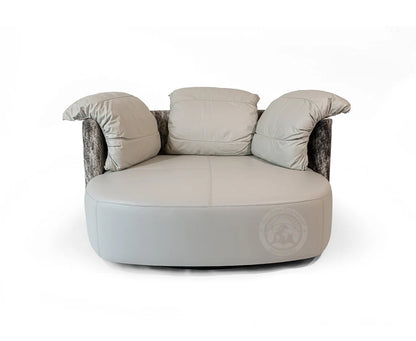 Cowhide Leather Swivel Loveseat