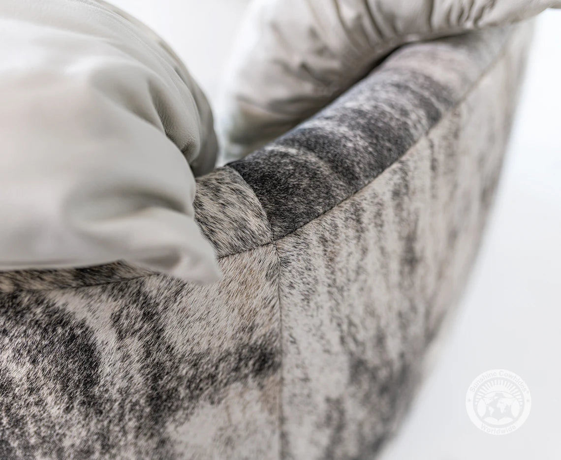 Cowhide Leather Swivel Loveseat