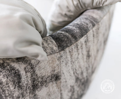 Cowhide Leather Swivel Loveseat