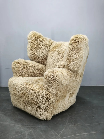 Art Deco Sheepskin Wingback Chair
