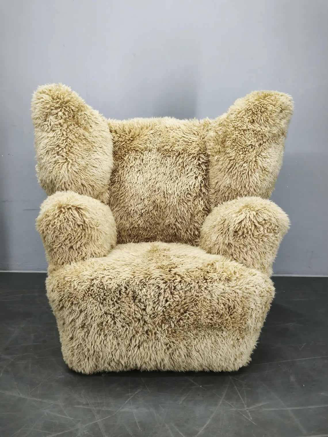 Art Deco Sheepskin Wingback Chair