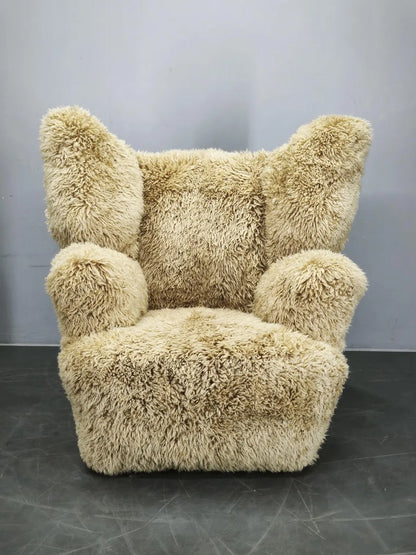 Art Deco Sheepskin Wingback Chair