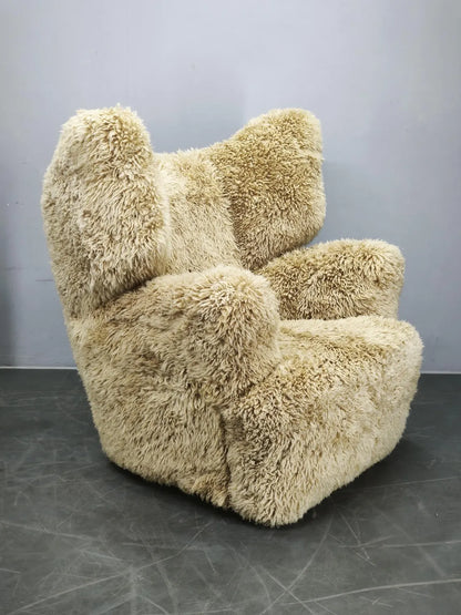 Art Deco Sheepskin Wingback Chair