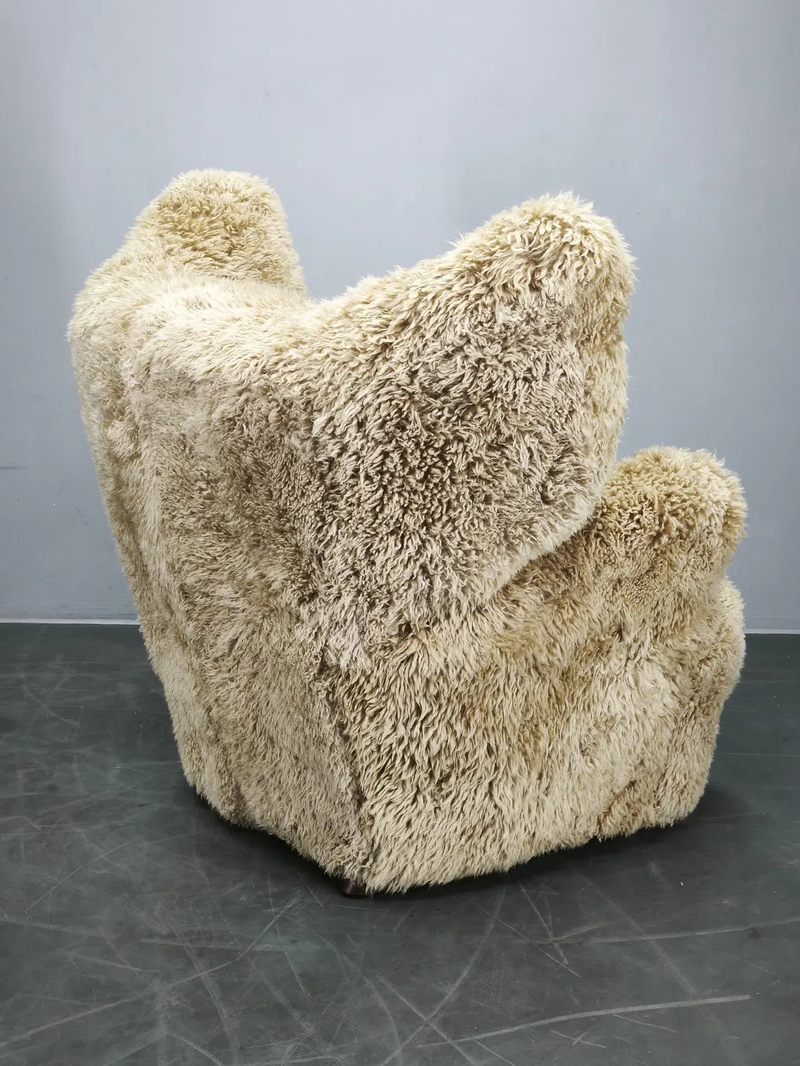 Art Deco Sheepskin Wingback Chair