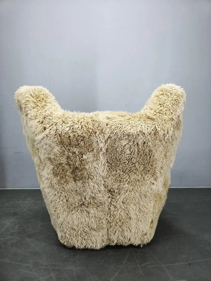 Art Deco Sheepskin Wingback Chair