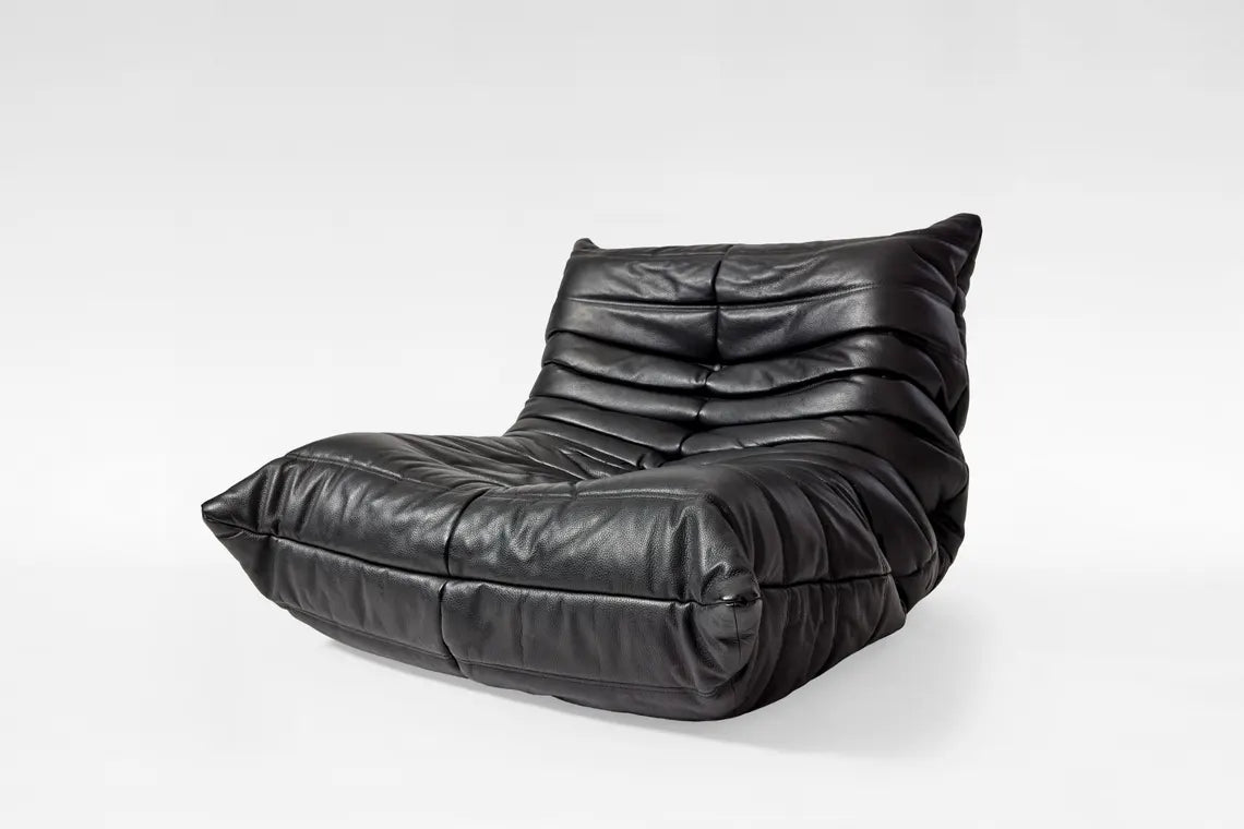 Black Leather Togo Lounge Chair