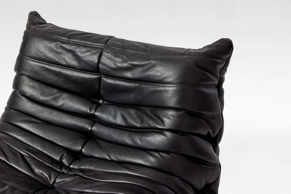 Black Leather Togo Lounge Chair