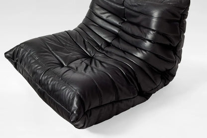 Black Leather Togo Lounge Chair