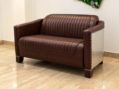 Luxury Brown Leather Aviator Armchair