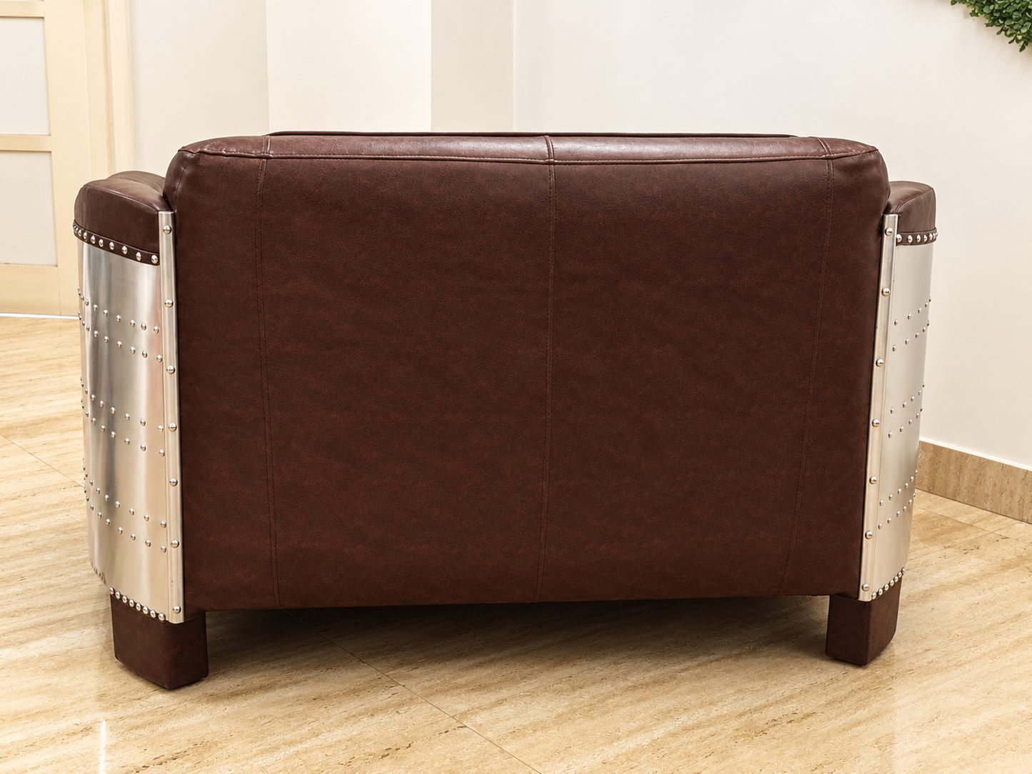 Luxury Brown Leather Aviator Armchair