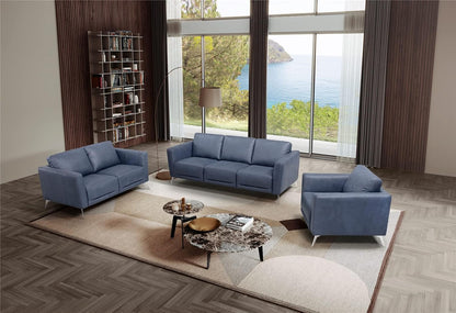 Luxury Modern Blue Leather Upholstered Armchair
